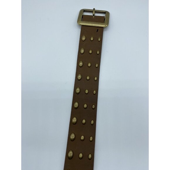 Nine West Tan Brown Genuine Leather Belt w/ Gold Studs Women's Size M 329006 - Picture 14 of 16
